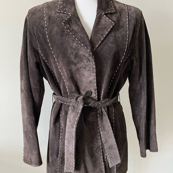 SOLD - ROXY Brown suede jacket Fits like Medium - Picture 2 of 9